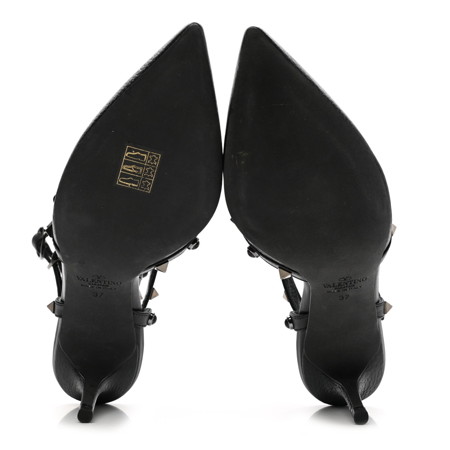 Valentino Garavani Pebbled Calfskin Onyx Rockstud Rolling Ankle Strap 65mm Pumps 37 Black 5 of 10