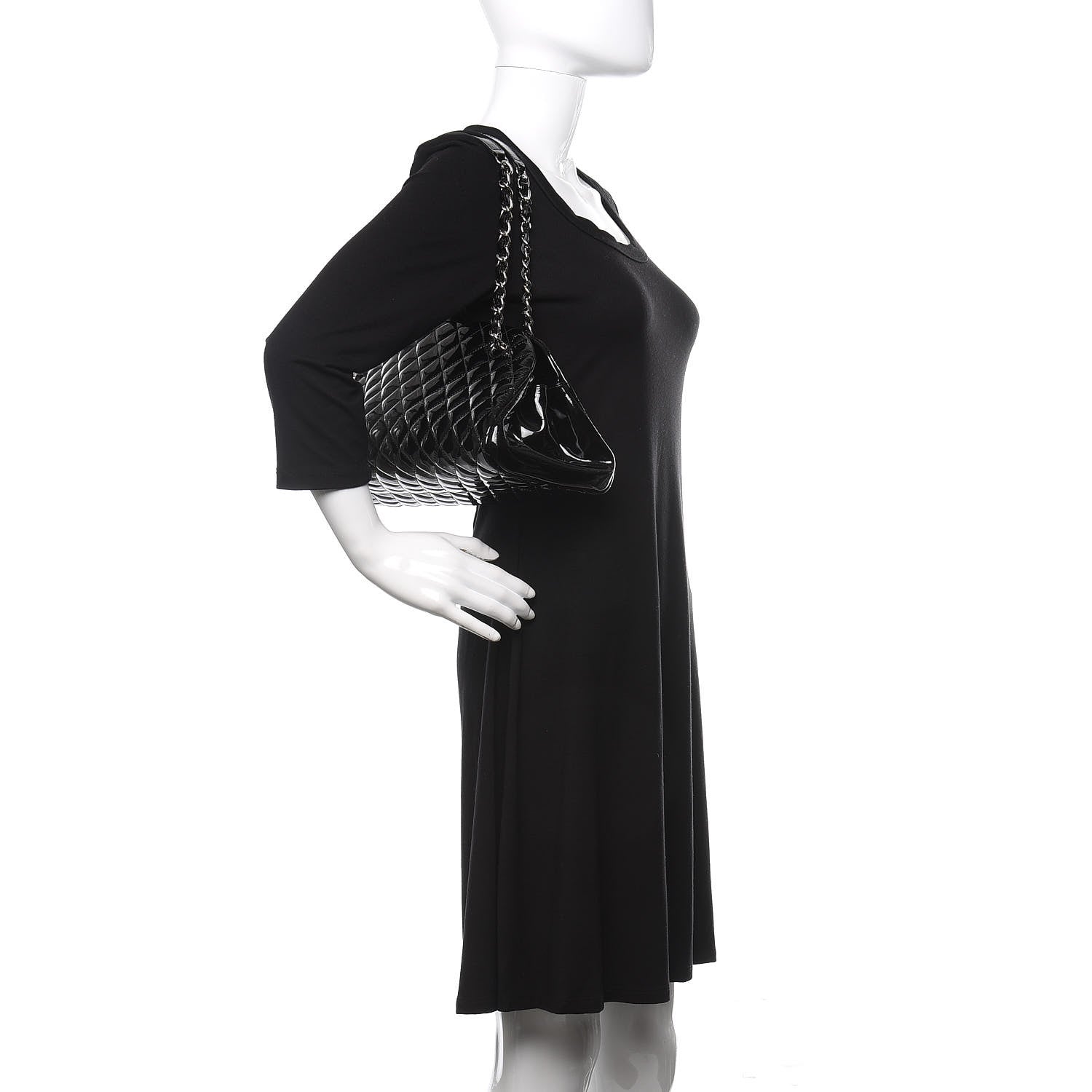 Chanel Patent Quilted Medium Just Mademoiselle Bowling Bag Black 2 of 10