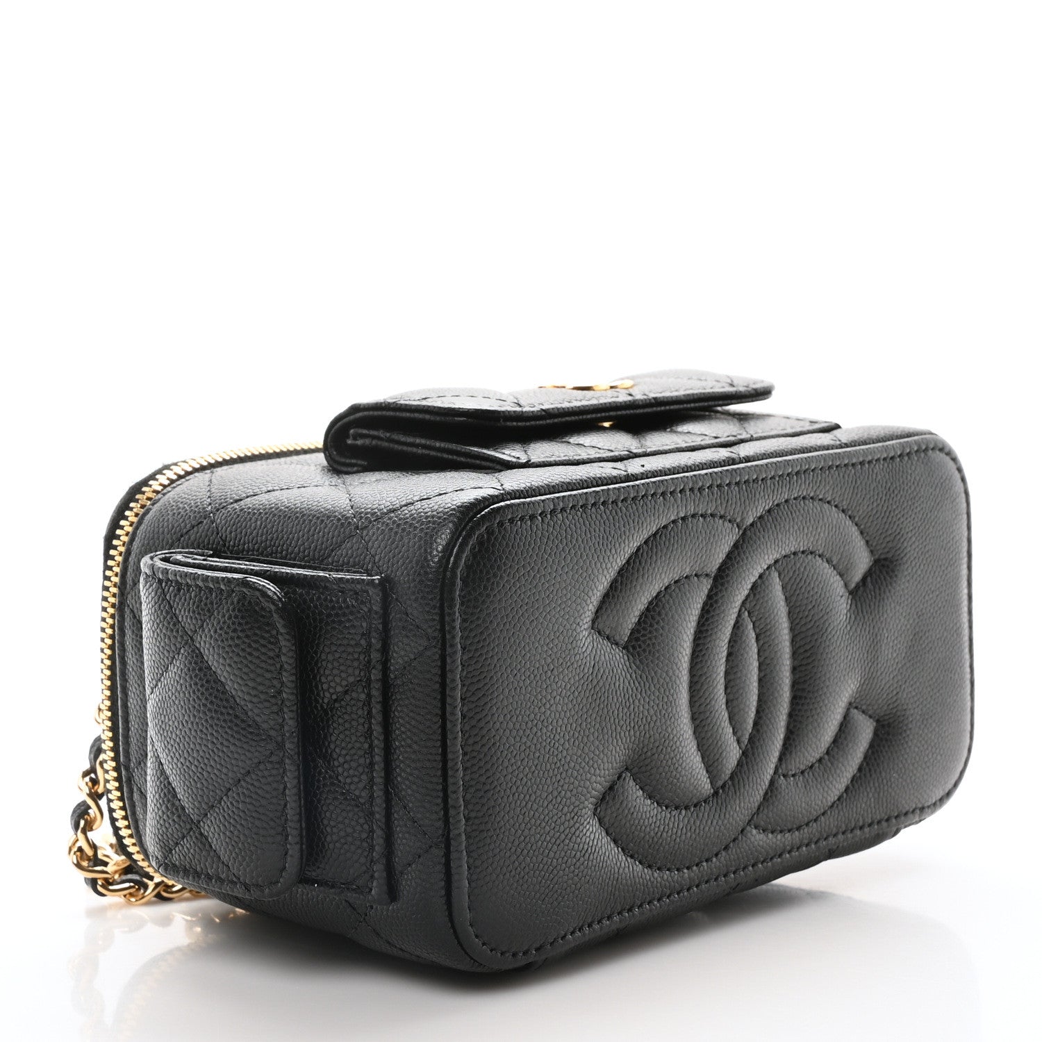 Chanel Caviar Quilted Polly Pocket East West Top Vanity With Chain Black 4 of 10