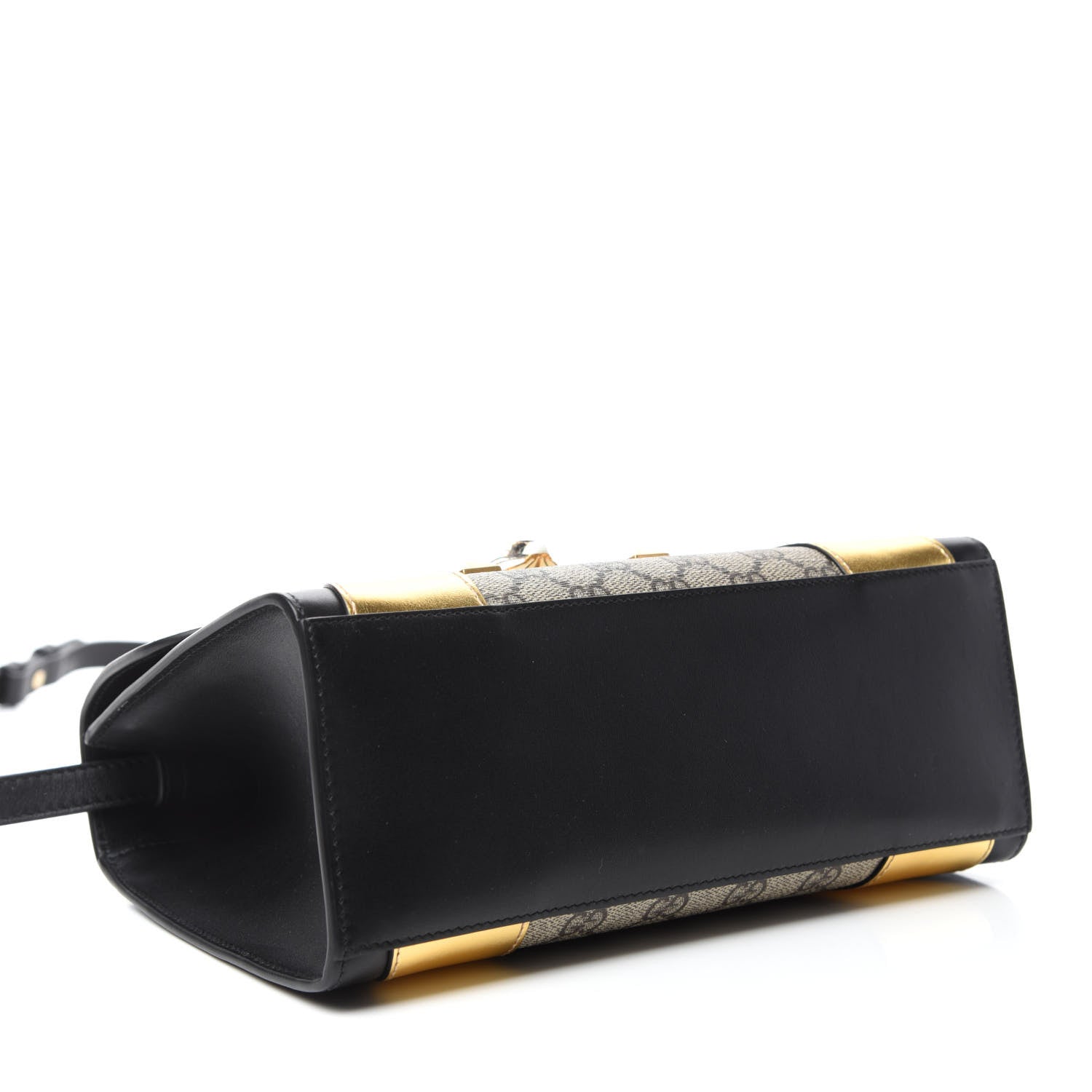 Gucci GG Supreme Monogram Small Osiride Top Handle Bag Black Gold 4 of 10