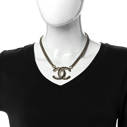 Chanel Metal Lambskin Chain CC Necklace Black Gold 2 of 6
