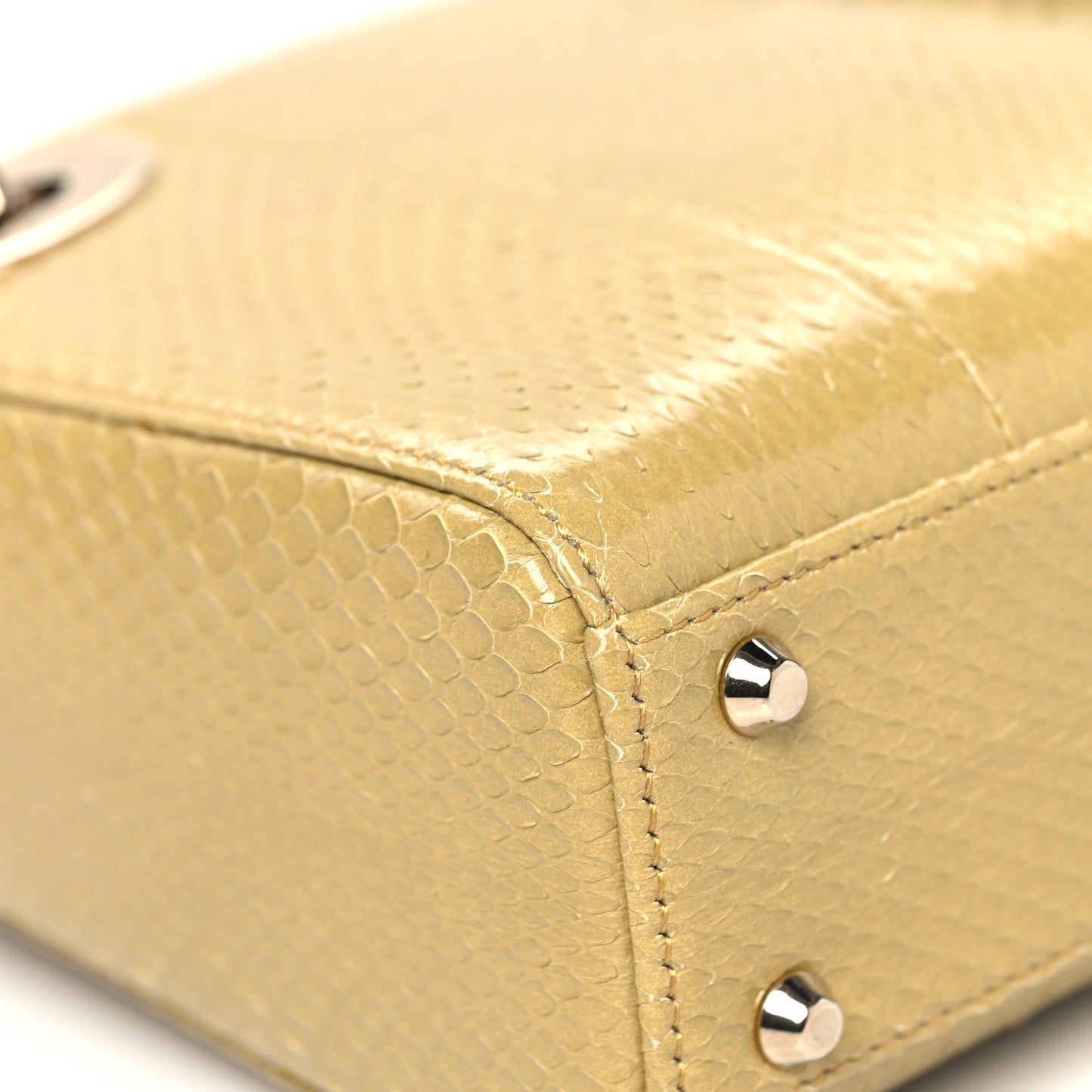 Snakeskin Mini Lady Dior Beige
