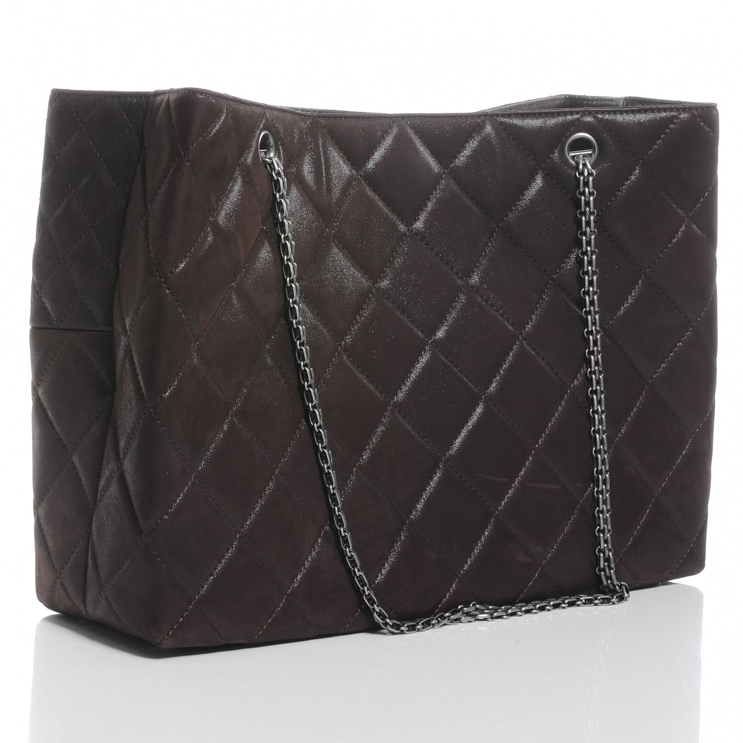 Iridescent Calfskin Mademoiselle Reissue Tote Large Brown