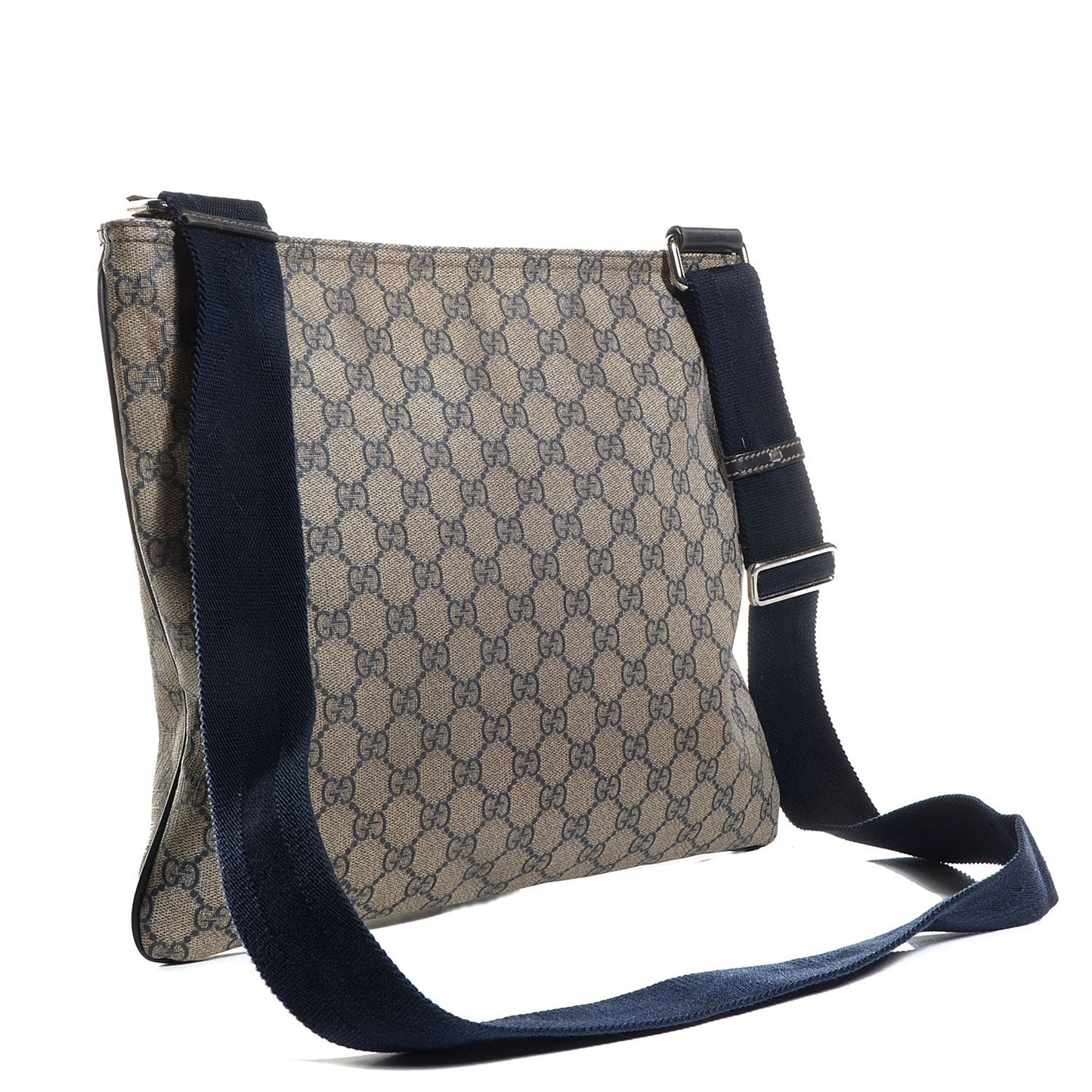 GG Plus Monogram Large Flat Messenger Bag Beige Blue