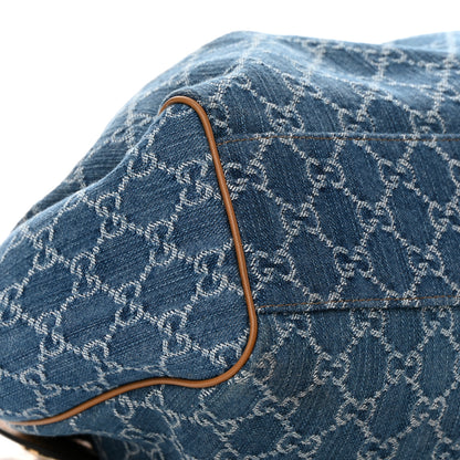 Gucci Denim Monogram Medium Sukey Tote Blue 9 of 19
