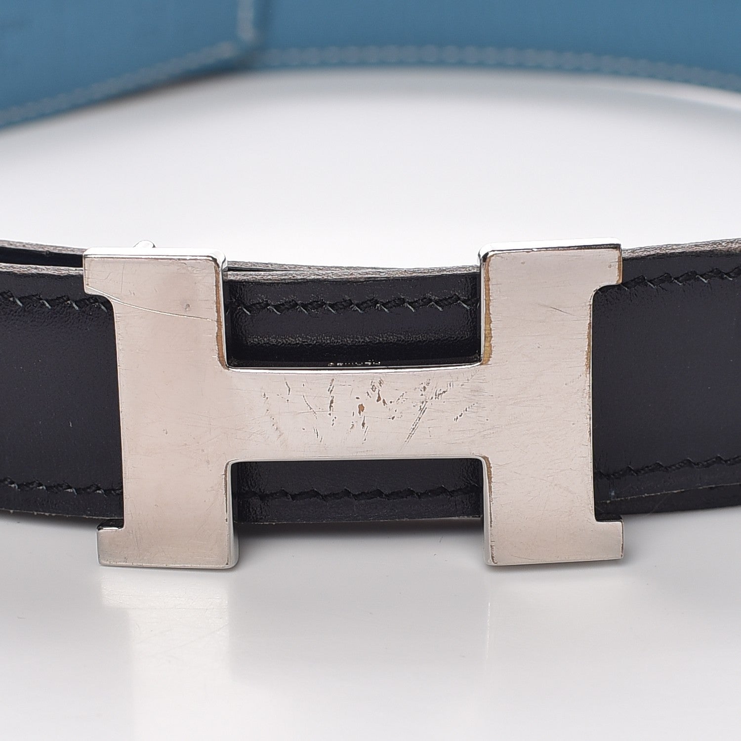 Hermes Box Togo 24mm Mini Constance H Belt Indigo Blue Jean 11 of 11