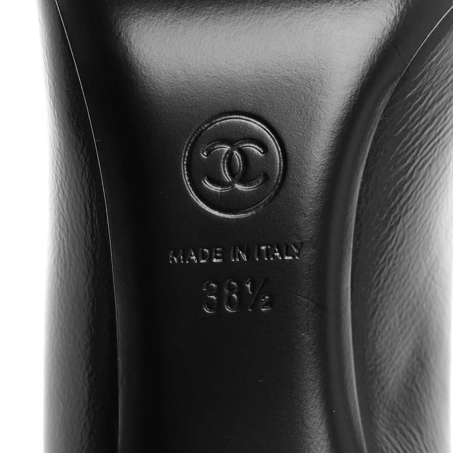 Chanel Shiny Calfskin Grosgrain Cap Toe CC Pearl Pumps 38.5 Black 8 of 10