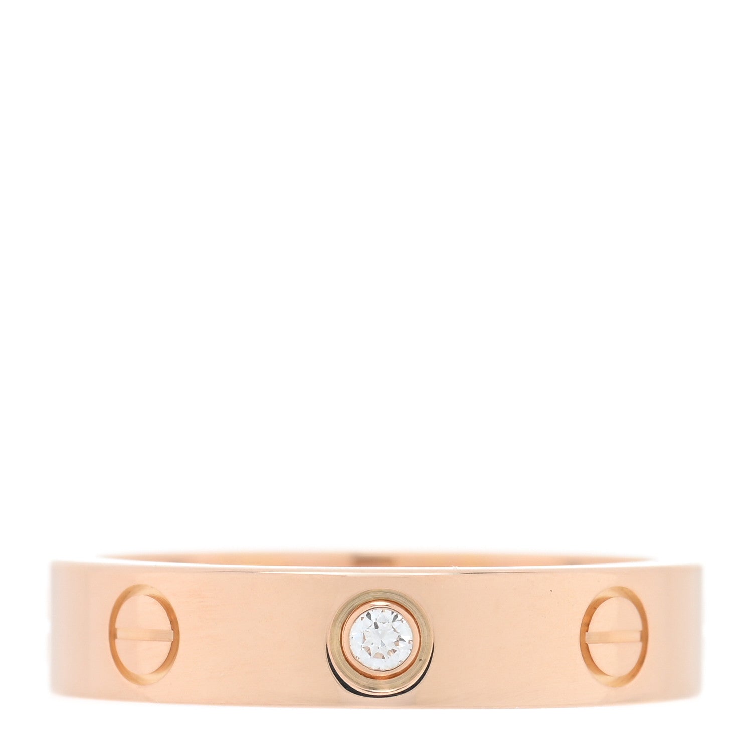 Cartier 18K Pink Gold Diamond 4mm LOVE Wedding Band Ring 51 5.75 1 of 5