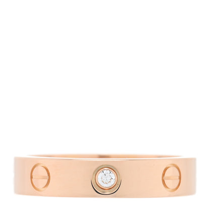 Cartier 18K Pink Gold Diamond 4mm LOVE Wedding Band Ring 51 5.75 1 of 5