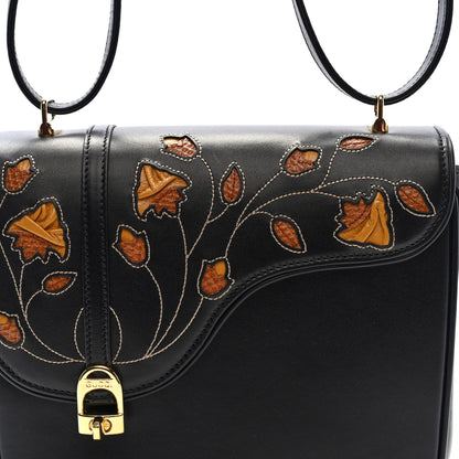 Gucci Honey Calfskin Lizard Equestrian Bag Black 7 of 9