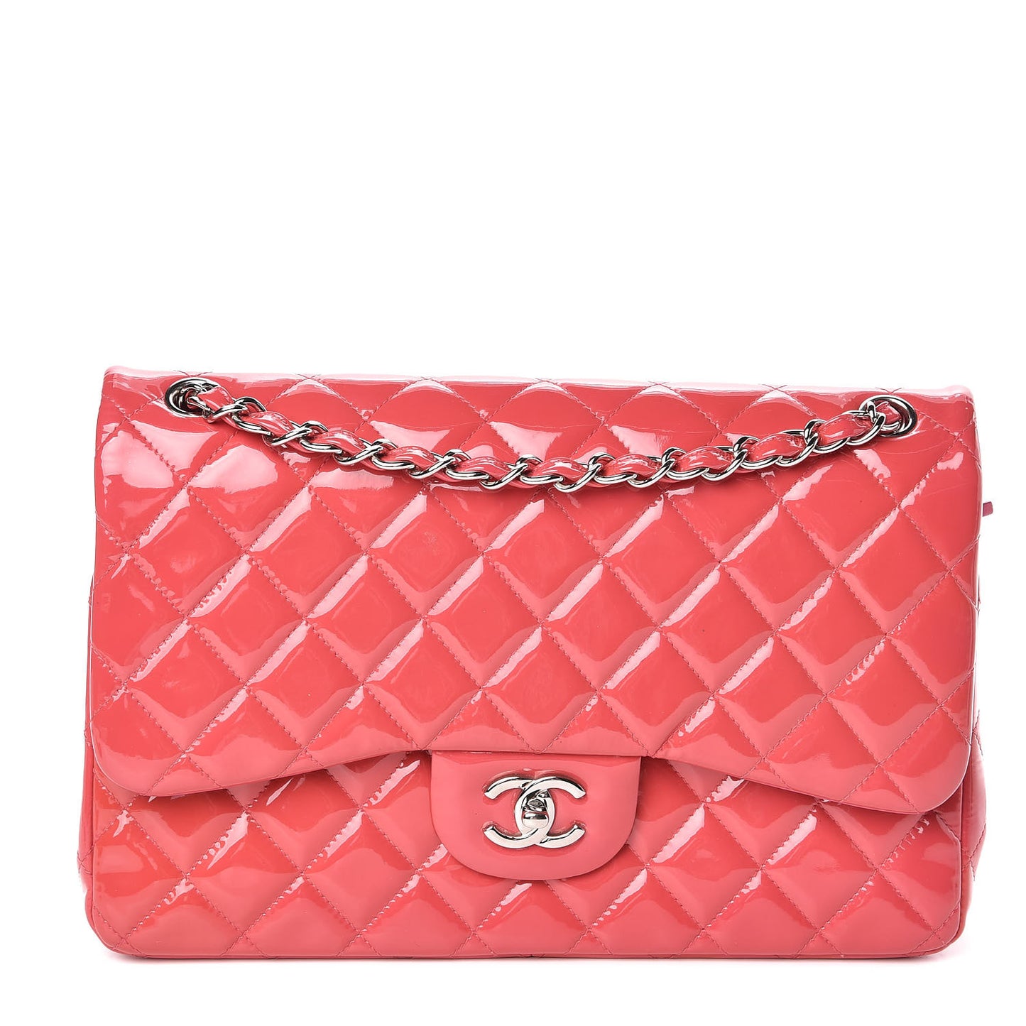 Patent Quilted Jumbo Double Flap Pink