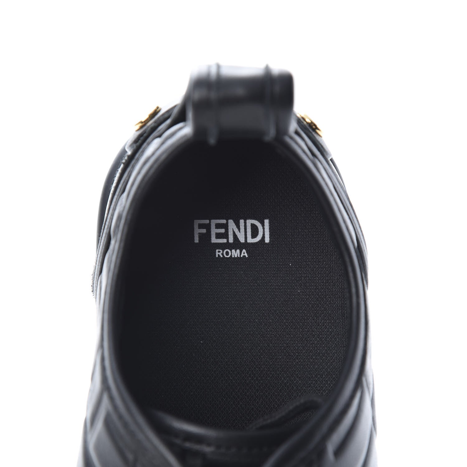 Fendi Lambksin FF Embossed Rise Low Top Sneakers 36.5 Black 7 of 8