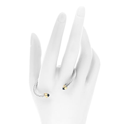 David Yurman Sterling Silver 18K Yellow Gold Blue Sapphire 4mm Cable Kids Birthstone Bracelet 2 of 5
