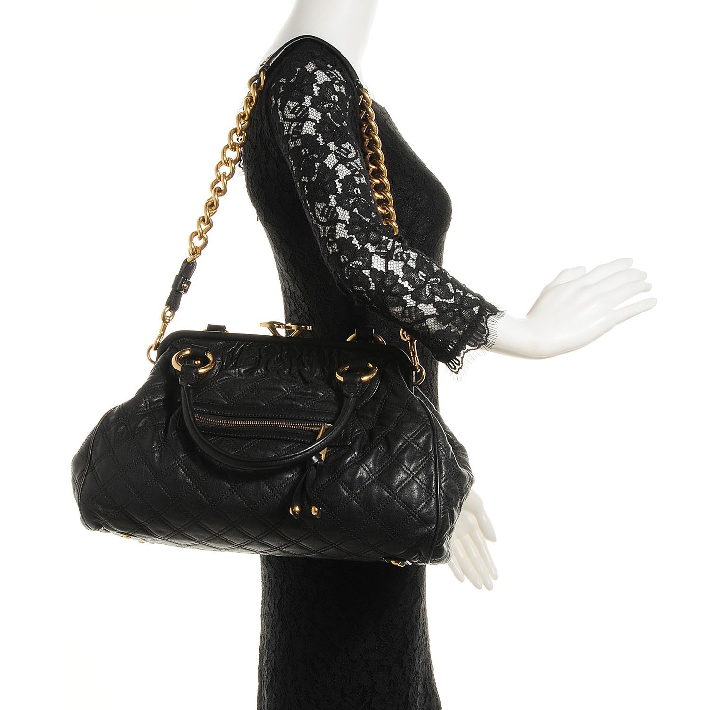 Calfskin Quilted Stam Black