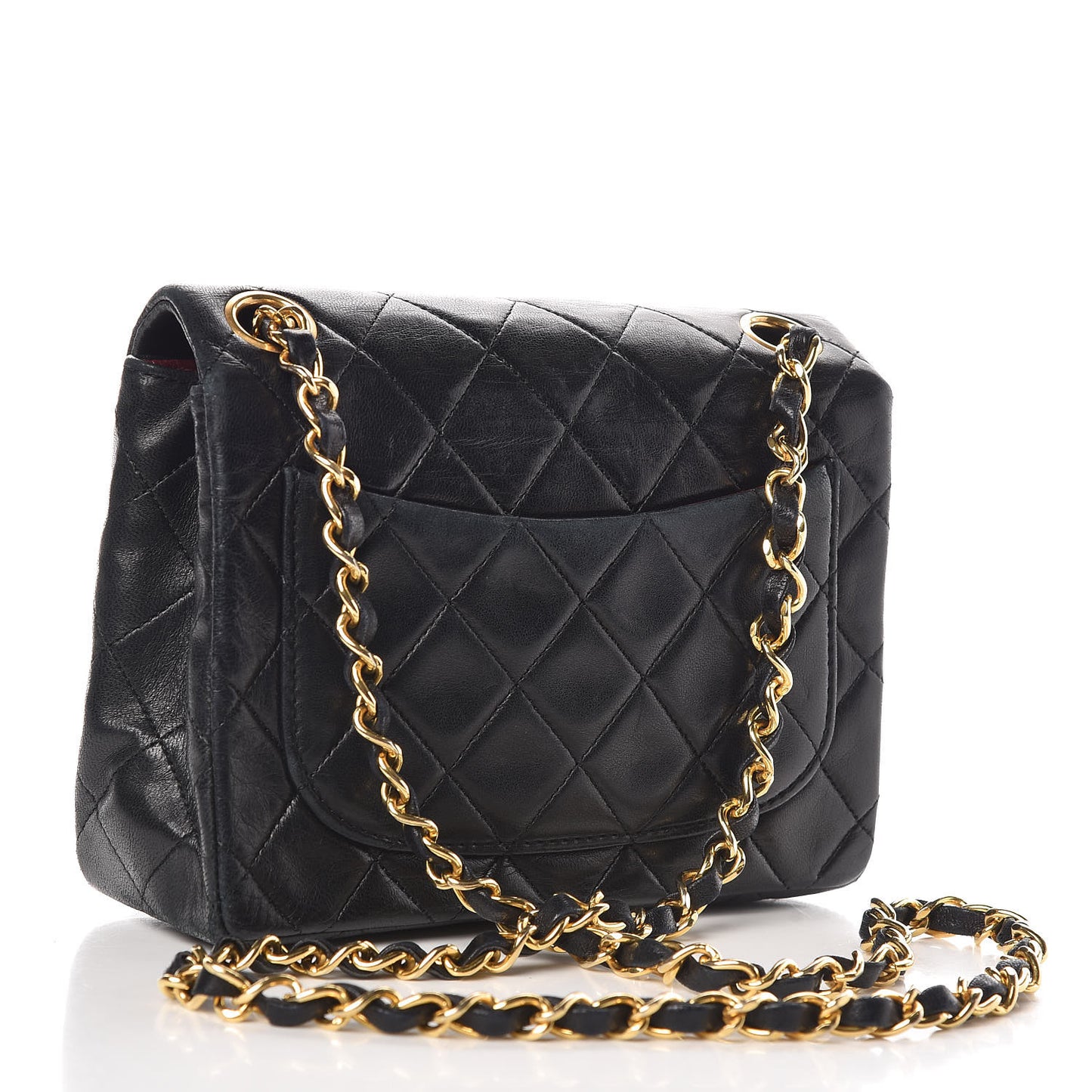 Lambskin Quilted Mini Square Flap Black