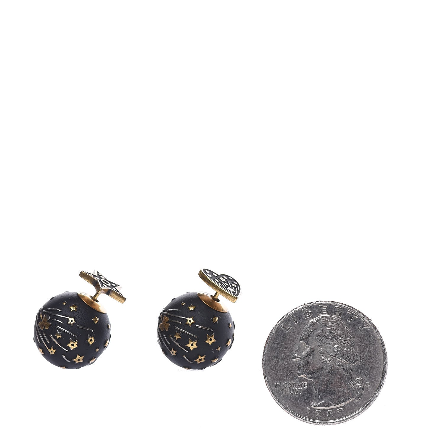 Christian Dior Metal Star Heart Mise En Dior Tribal Earrings Black Gold 5 of 5