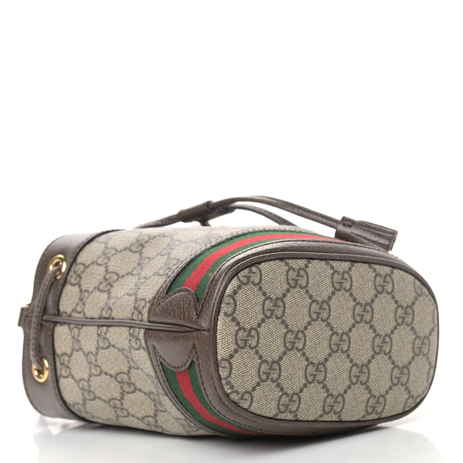 Gucci GG Supreme Monogram Web Mini Ophidia Bucket Bag Brown 4 of 9
