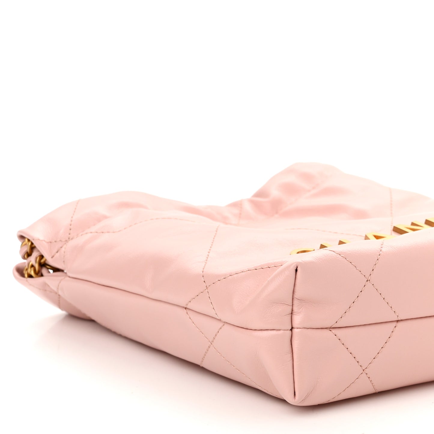 Shiny Calfskin Quilted Mini Chanel 22 Rose Clair