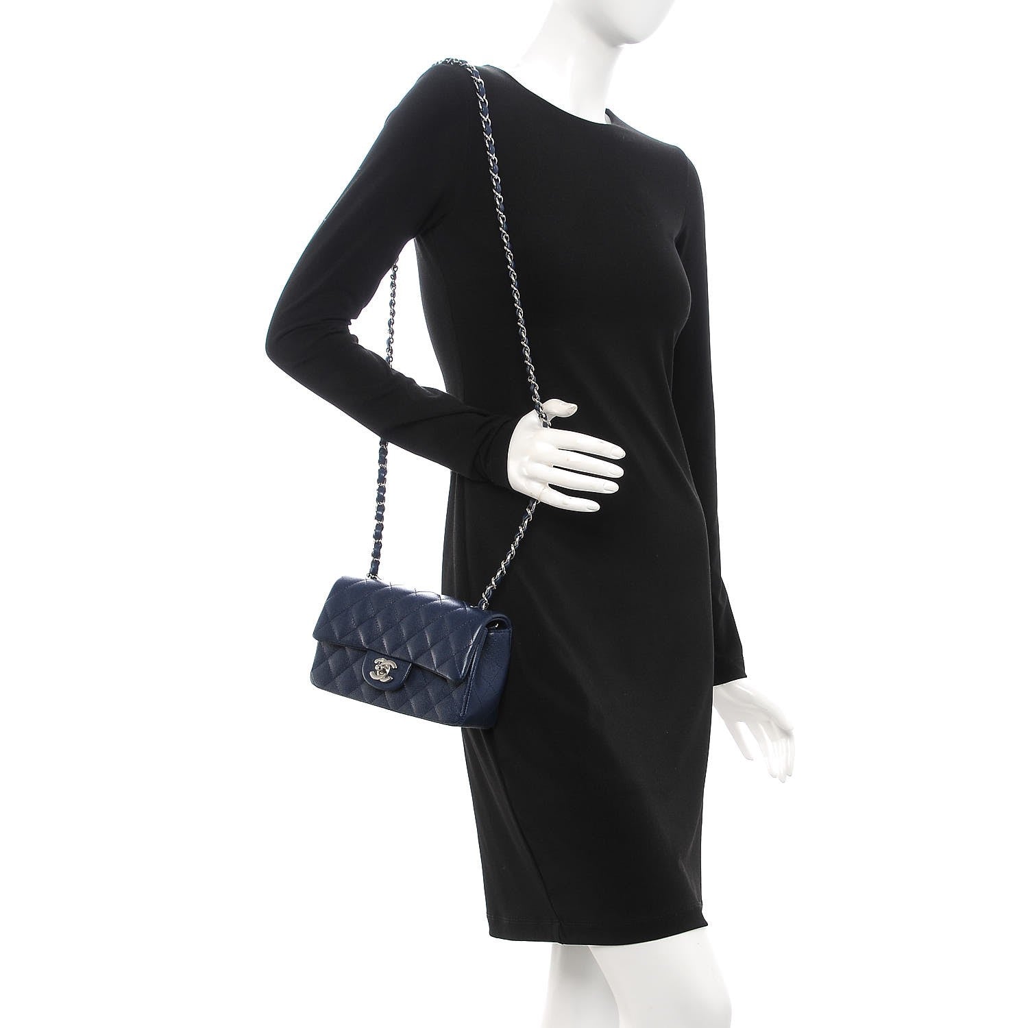 Chanel Caviar Quilted Mini Rectangular Flap Navy 2 of 8