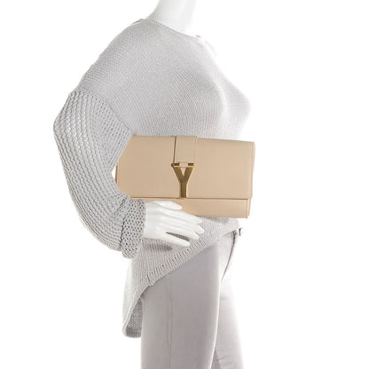 Saint Laurent Calfskin Classic Y Clutch Light Beige 2 of 8