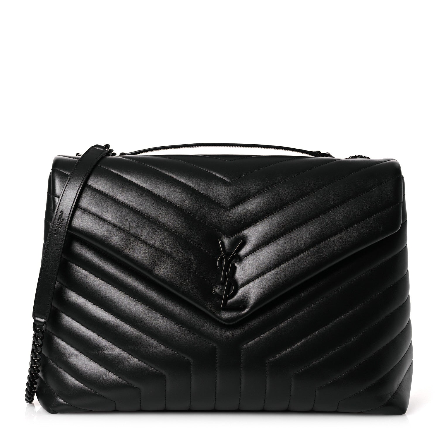 Saint Laurent Calfskin Y Quilted Monogram Monochrome Large Loulou Chain Satchel Black 1 of 15