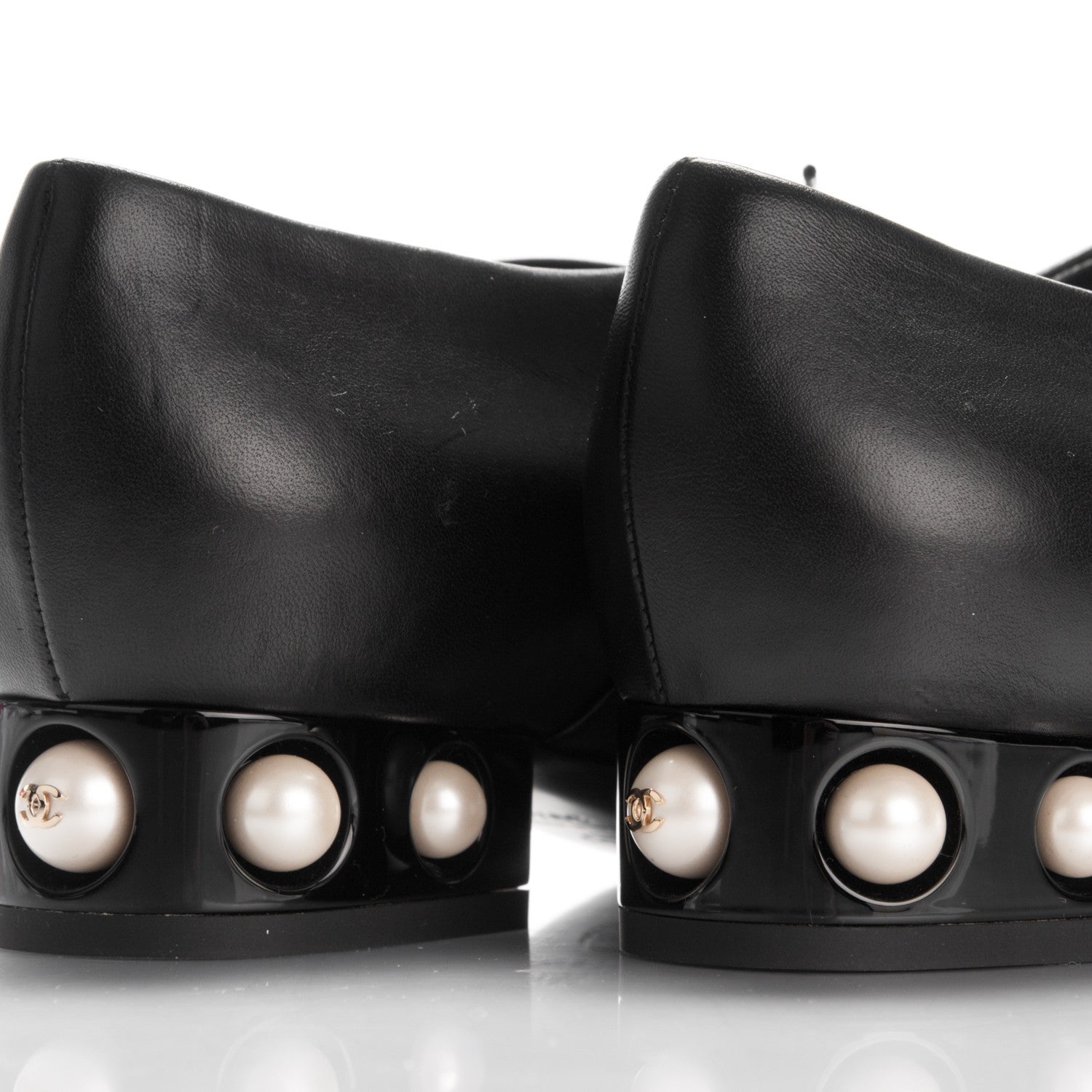 Chanel Lambskin Patent Pearl CC Lace Up Oxfords 39.5 Black 7 of 7