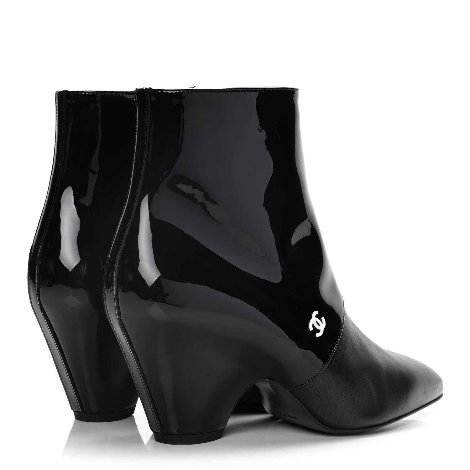 Chanel Lambskin Patent Calfskin Short Ankle Boots 36.5 Black 4 of 13