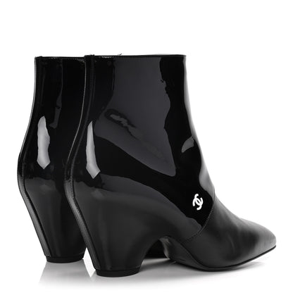 Chanel Lambskin Patent Calfskin Short Ankle Boots 36.5 Black 4 of 13