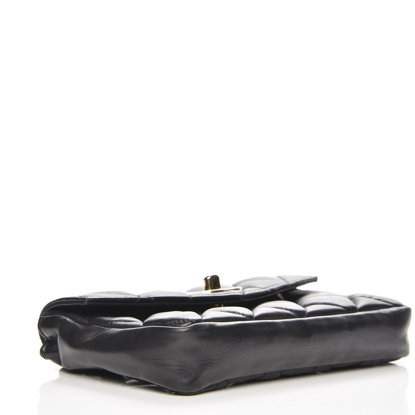 Calfskin Quilted Flap Belt Bag Clutch Black