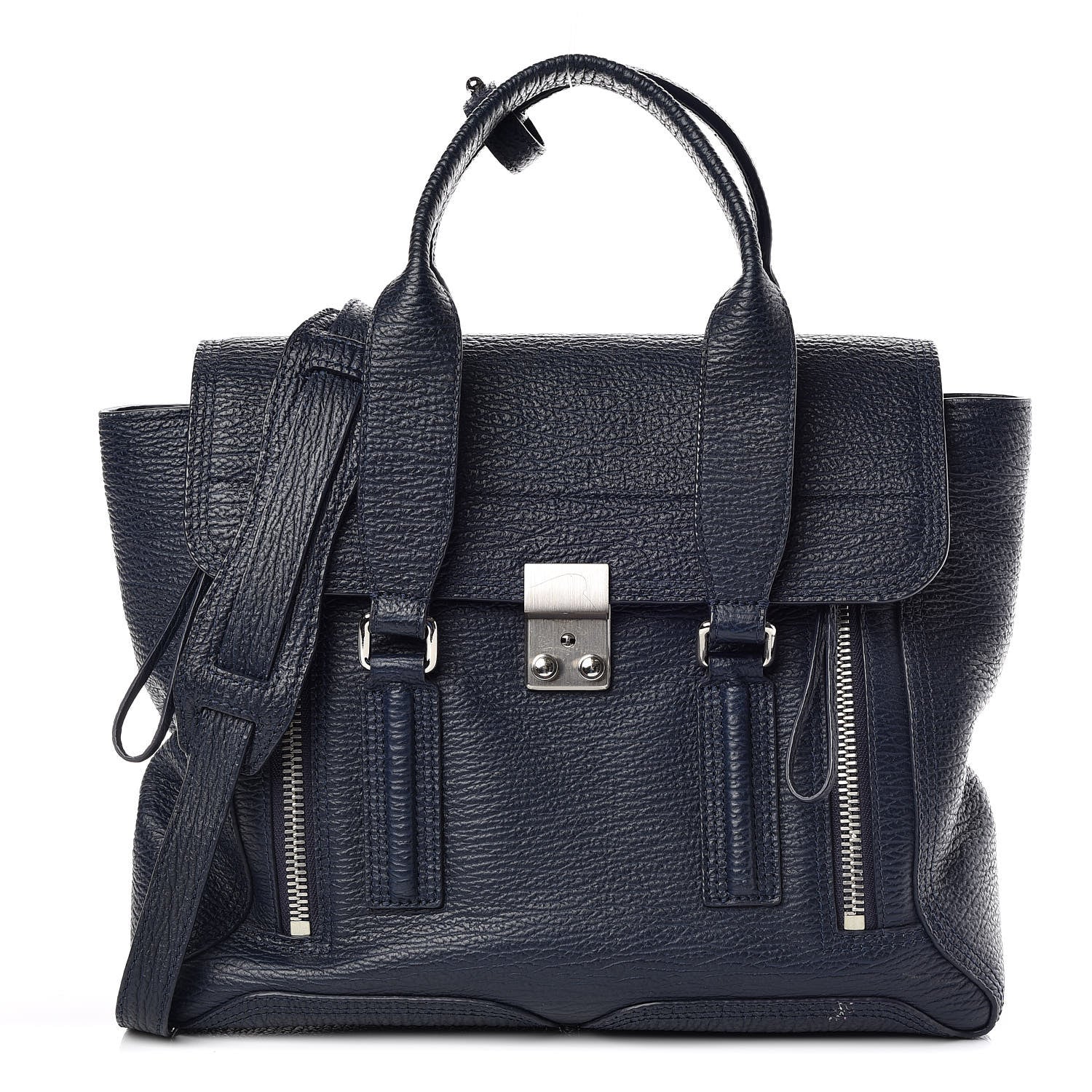 3.1 Phillip Lim 3.1 Textured Calfskin Medium Pashli Satchel Ink 1 of 13