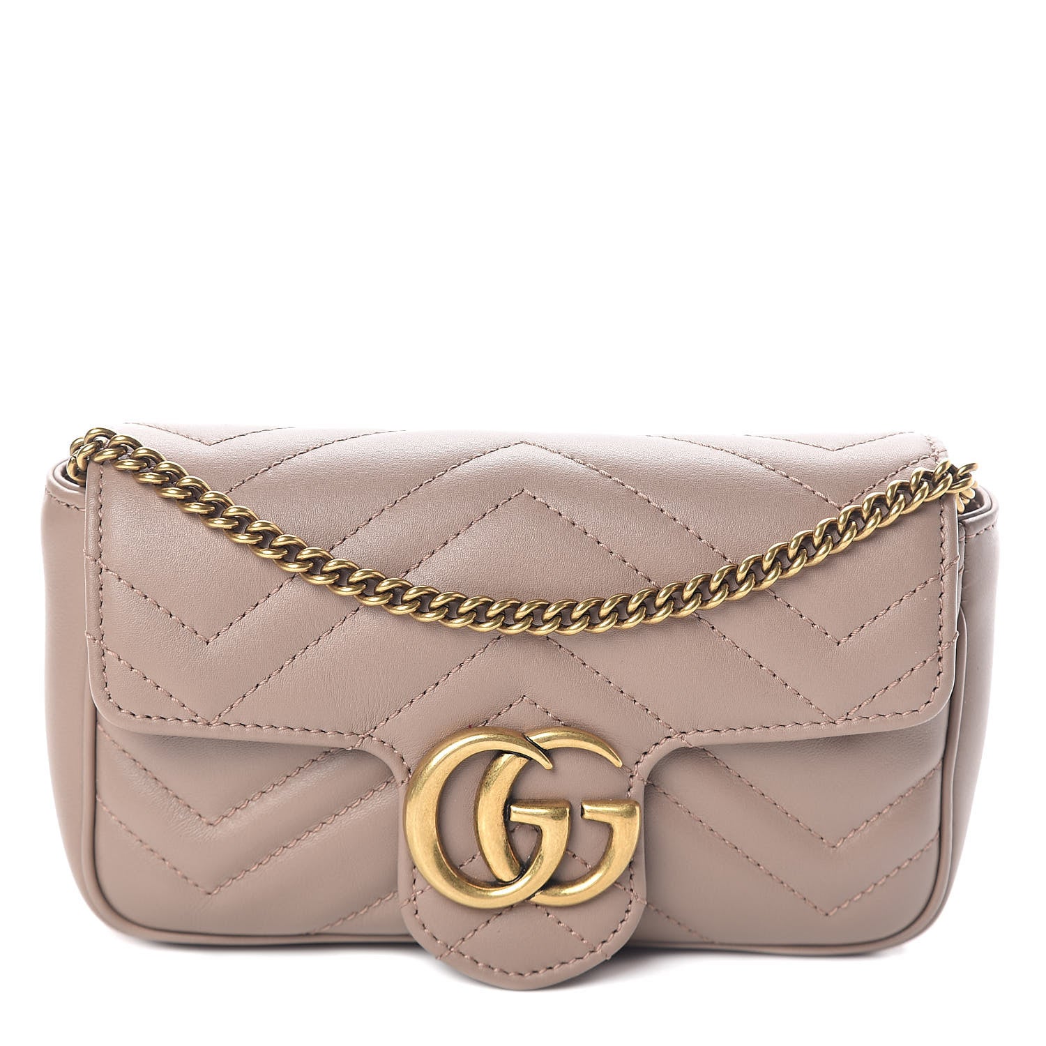 Gucci Calfskin Matelasse Super Mini GG Marmont Shoulder Bag Porcelain Rose 1 of 9