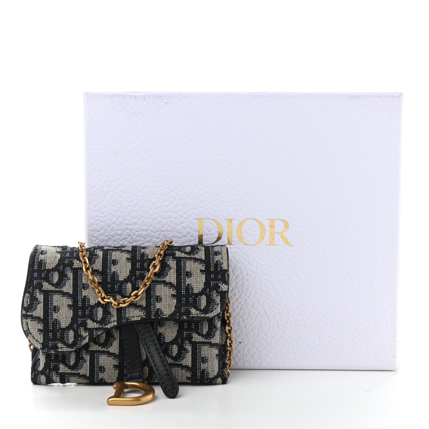 Oblique Nano Saddle Chain Pouch Blue