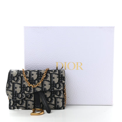 Christian Dior Oblique Nano Saddle Chain Pouch Blue 10 of 10