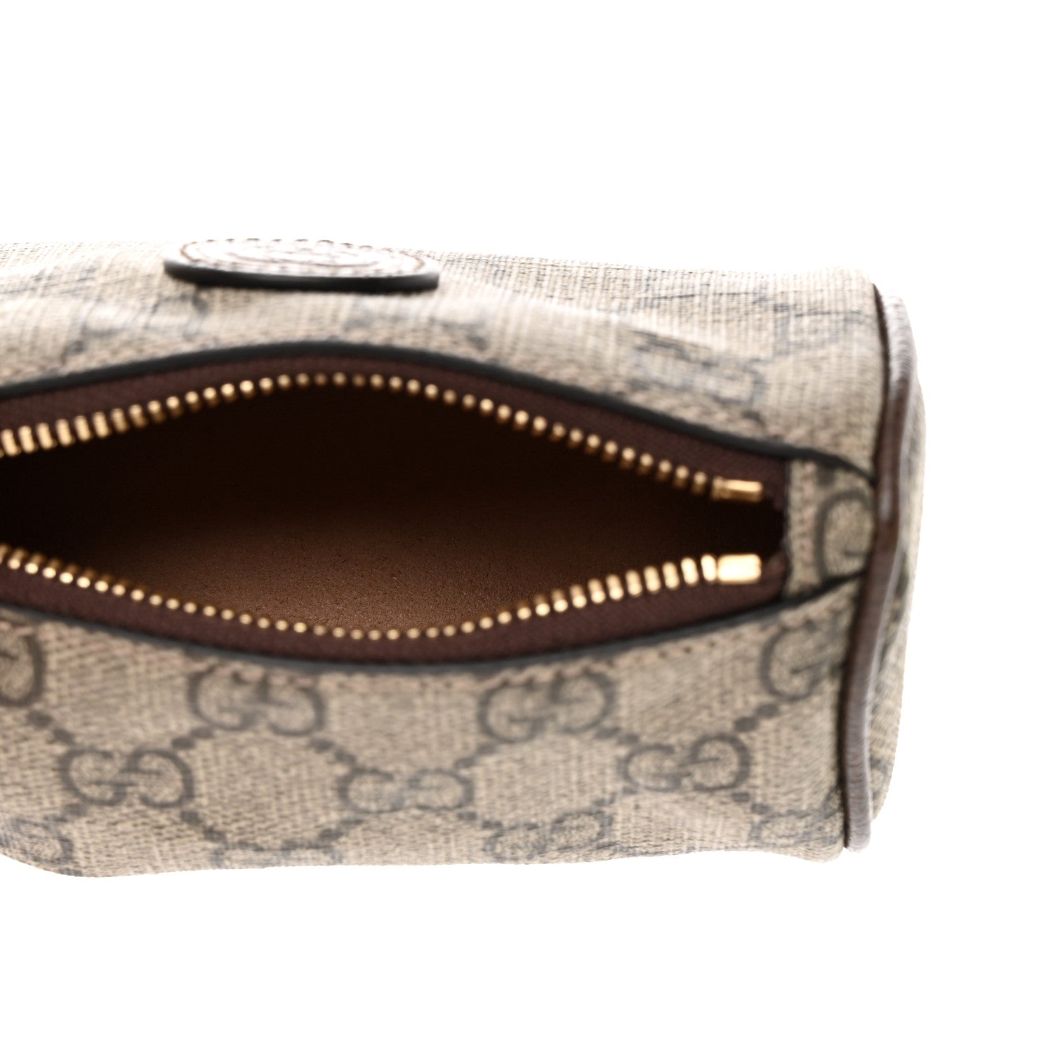 Gucci GG Supreme Monogram Strawberry Retro Interlocking G Barrel Coin Purse Beige Ebony 5 of 12