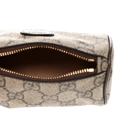 Gucci GG Supreme Monogram Strawberry Retro Interlocking G Barrel Coin Purse Beige Ebony 5 of 12