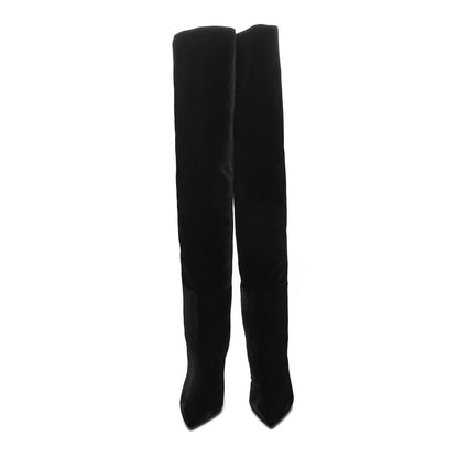 Saint Laurent Velvet Niki 105 Thigh High Boots 38.5 Black 2 of 6