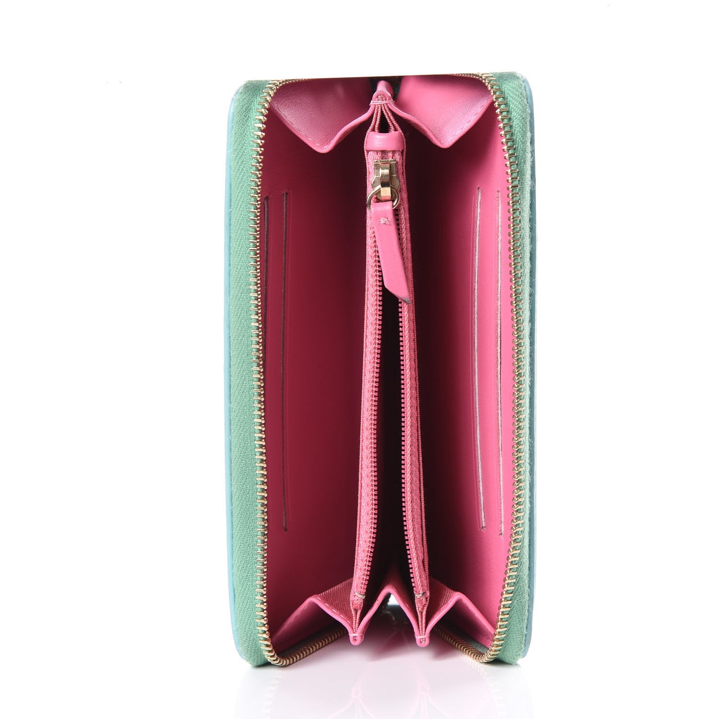 Caviar Quilted Medium Filigree Zip Around Wallet Pink Blue Green