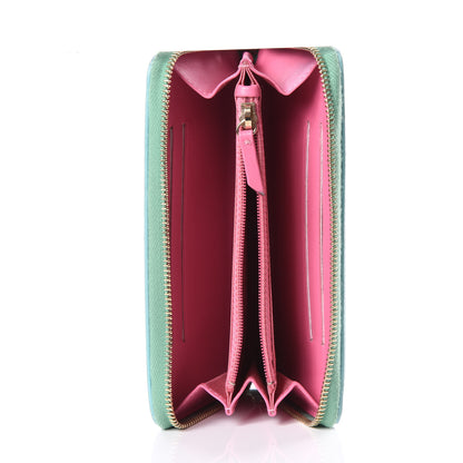 Chanel Caviar Quilted Medium Filigree Zip Around Wallet Pink Blue Green 4 of 11