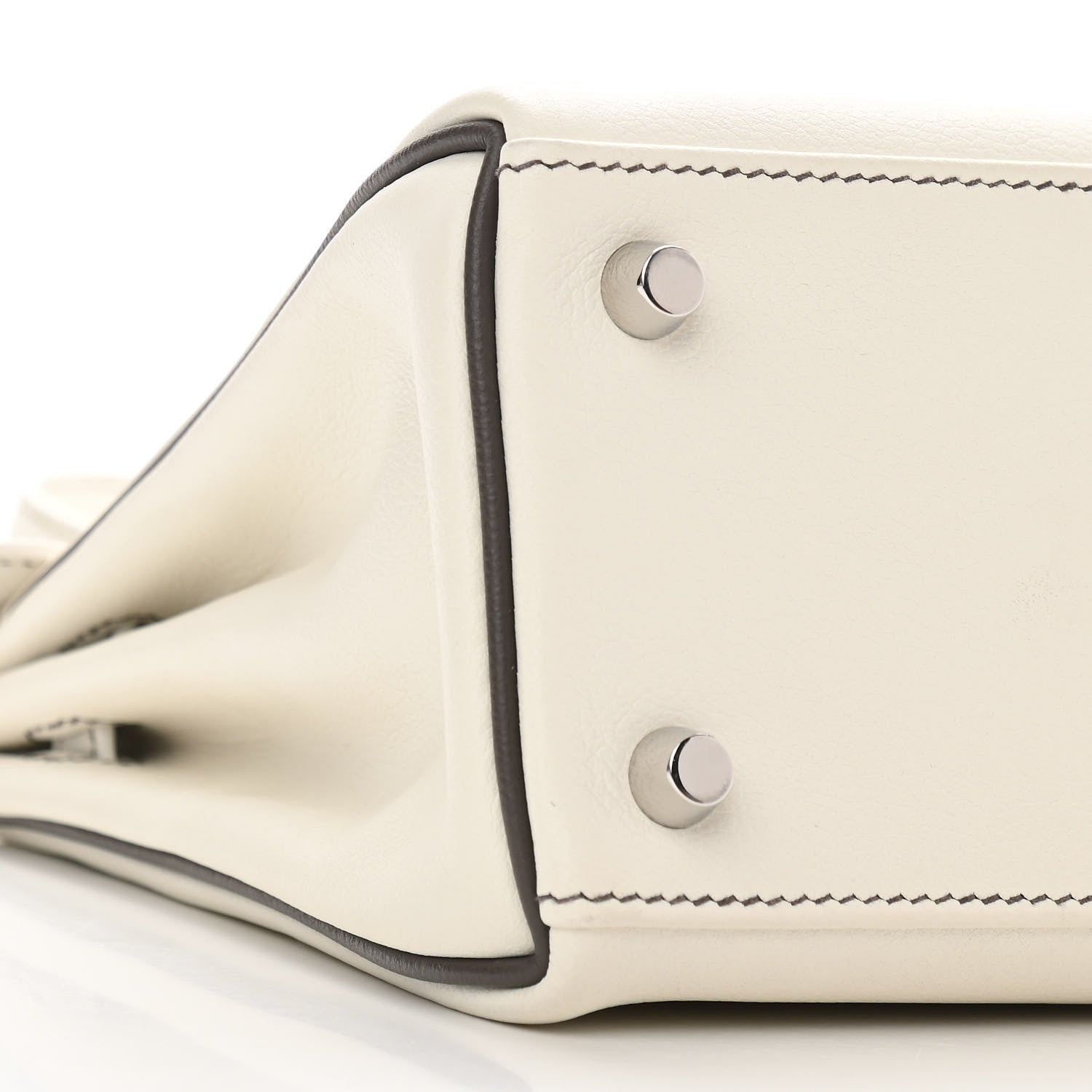 Hermes Evercolor Horseshoe Kelly Retourne 25 White Etain 9 of 11