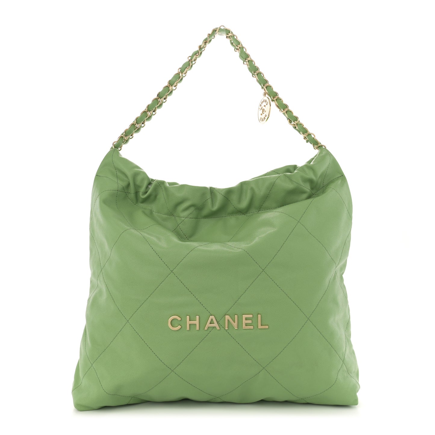 Shiny Caviar Quilted Chanel 22 Green