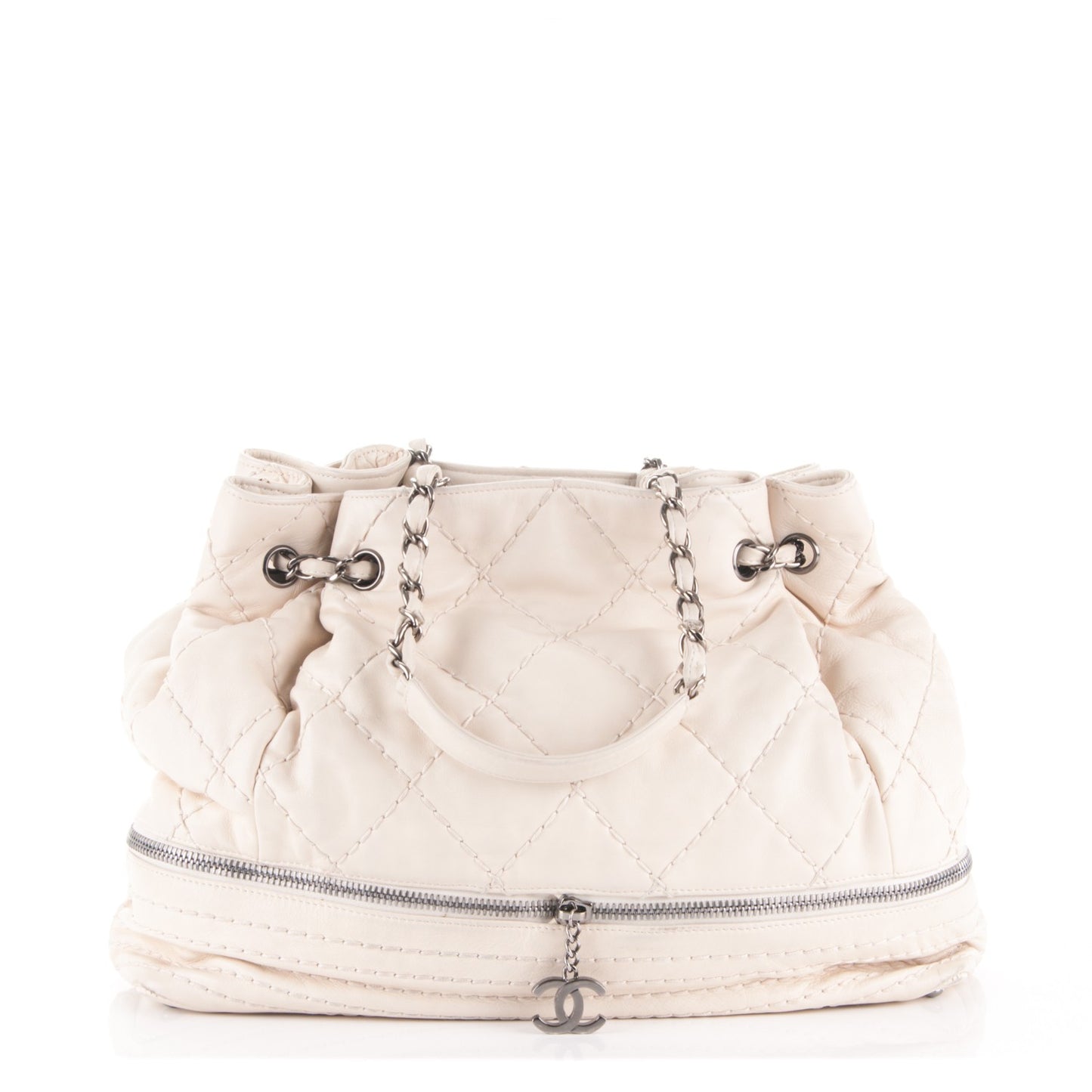 Lambskin Expandable Tote White