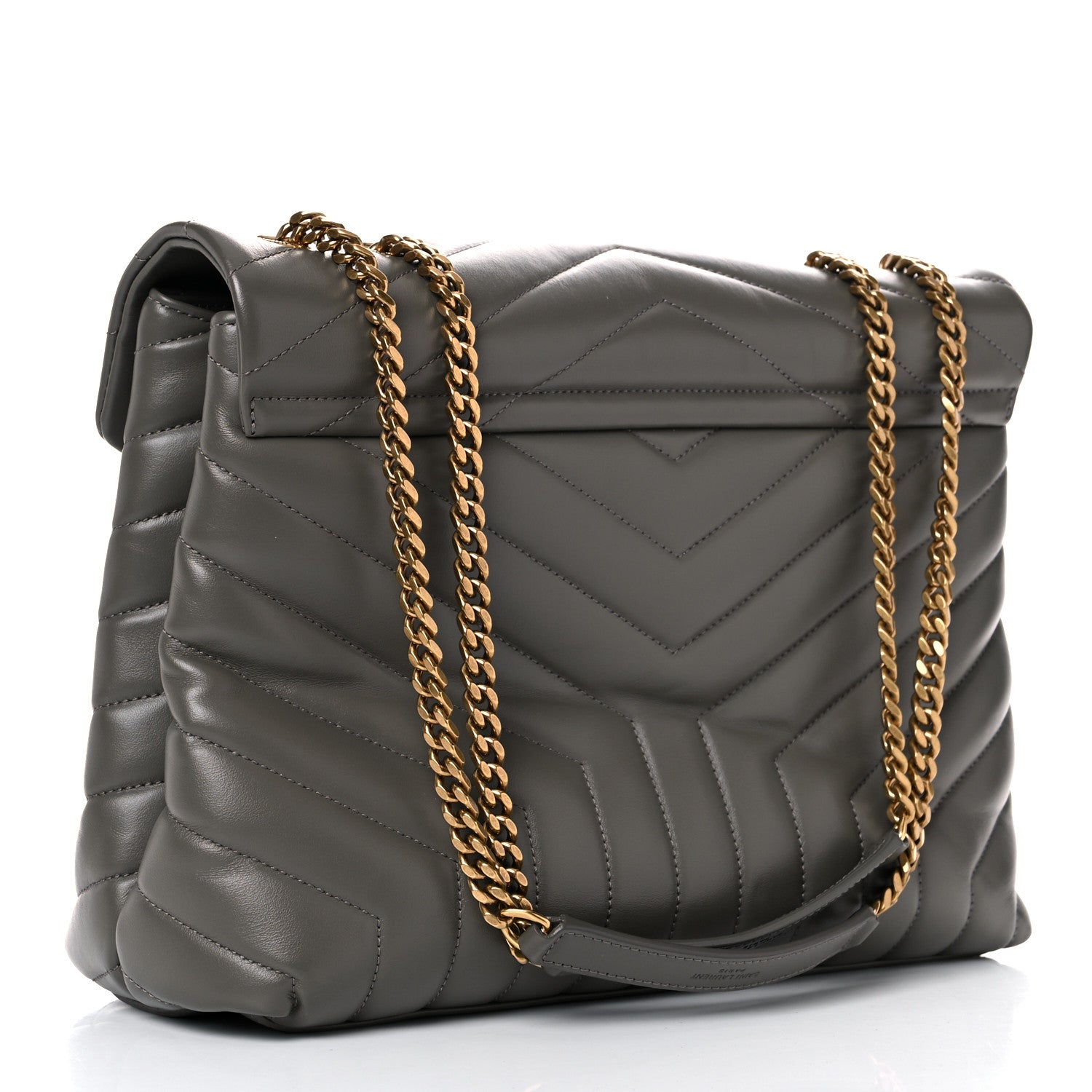 Saint Laurent Calfskin Y Quilted Monogram Medium Loulou Chain Satchel Asphalt 2 of 12