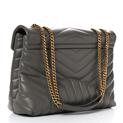 Saint Laurent Calfskin Y Quilted Monogram Medium Loulou Chain Satchel Asphalt 2 of 12