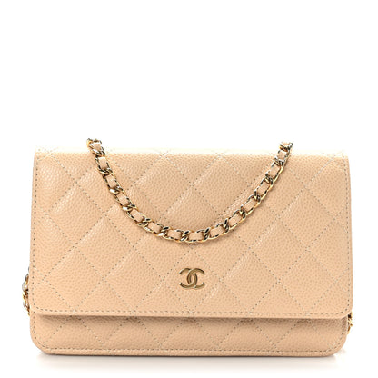 Chanel Caviar Quilted Wallet On Chain WOC Beige 1 of 11