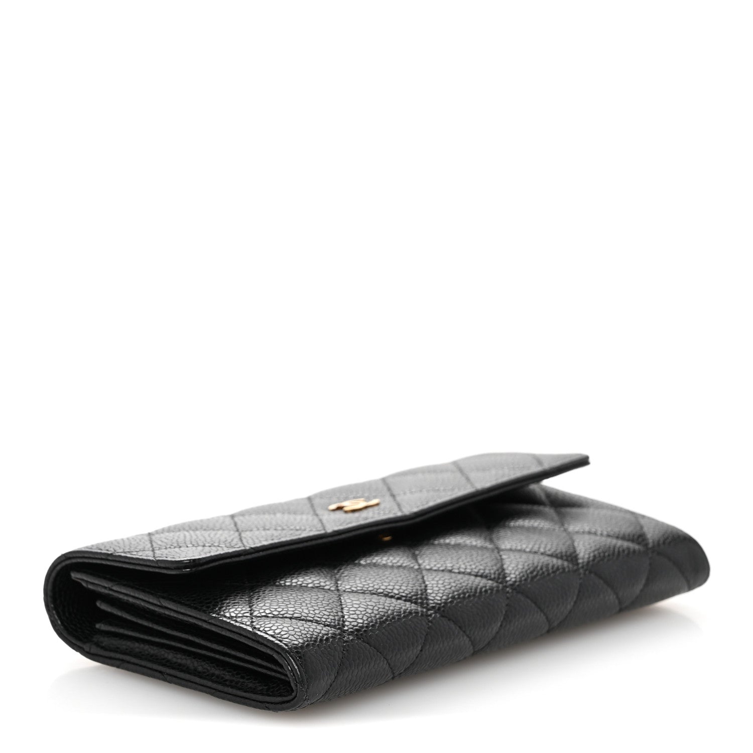 Chanel Caviar Quilted Large Gusset Flap Wallet Black 4 of 10