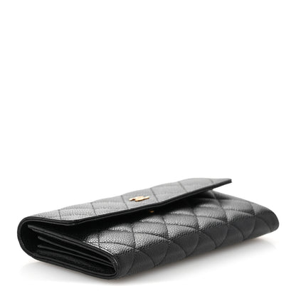 Chanel Caviar Quilted Large Gusset Flap Wallet Black 4 of 10