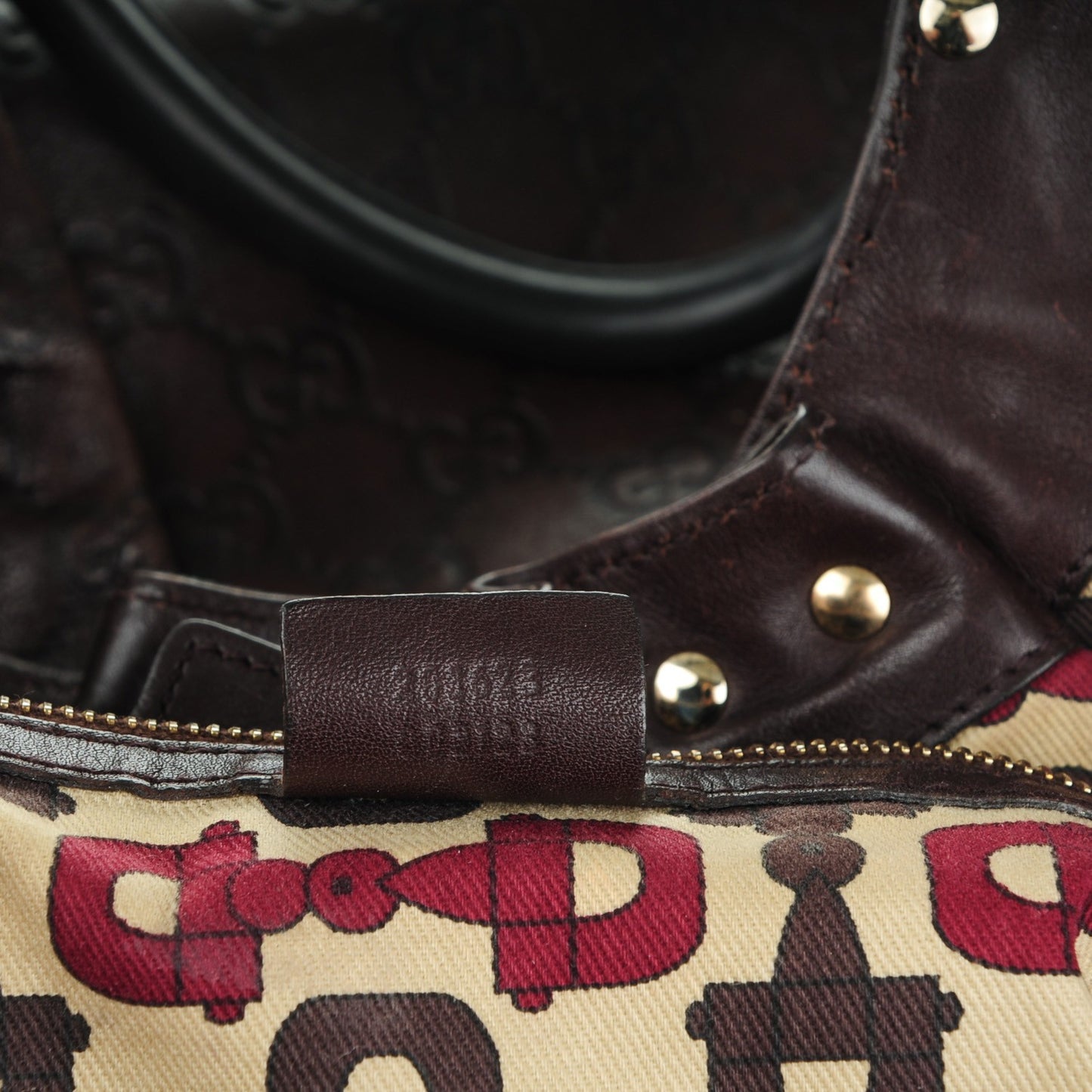 Guccissima Studded Pelham Shoulder Bag Dark Brown