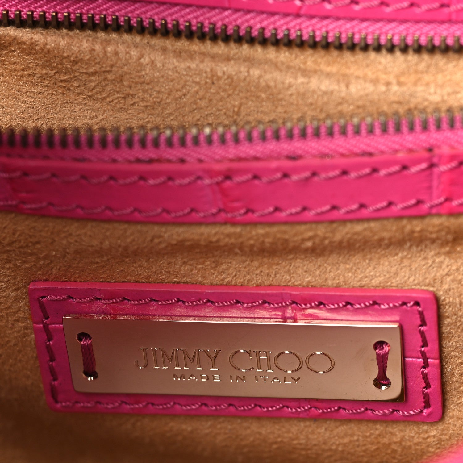 Jimmy Choo Calfskin Crocodile Embossed Rebel Bag Pink 6 of 10