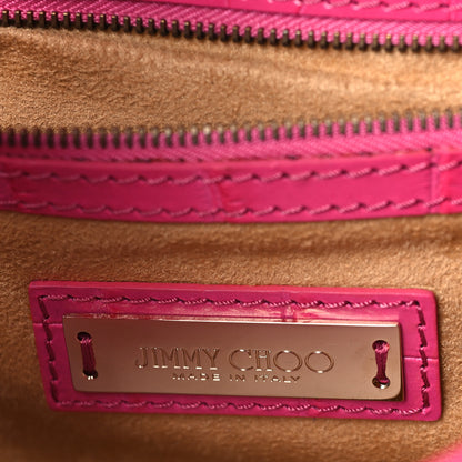Jimmy Choo Calfskin Crocodile Embossed Rebel Bag Pink 6 of 10