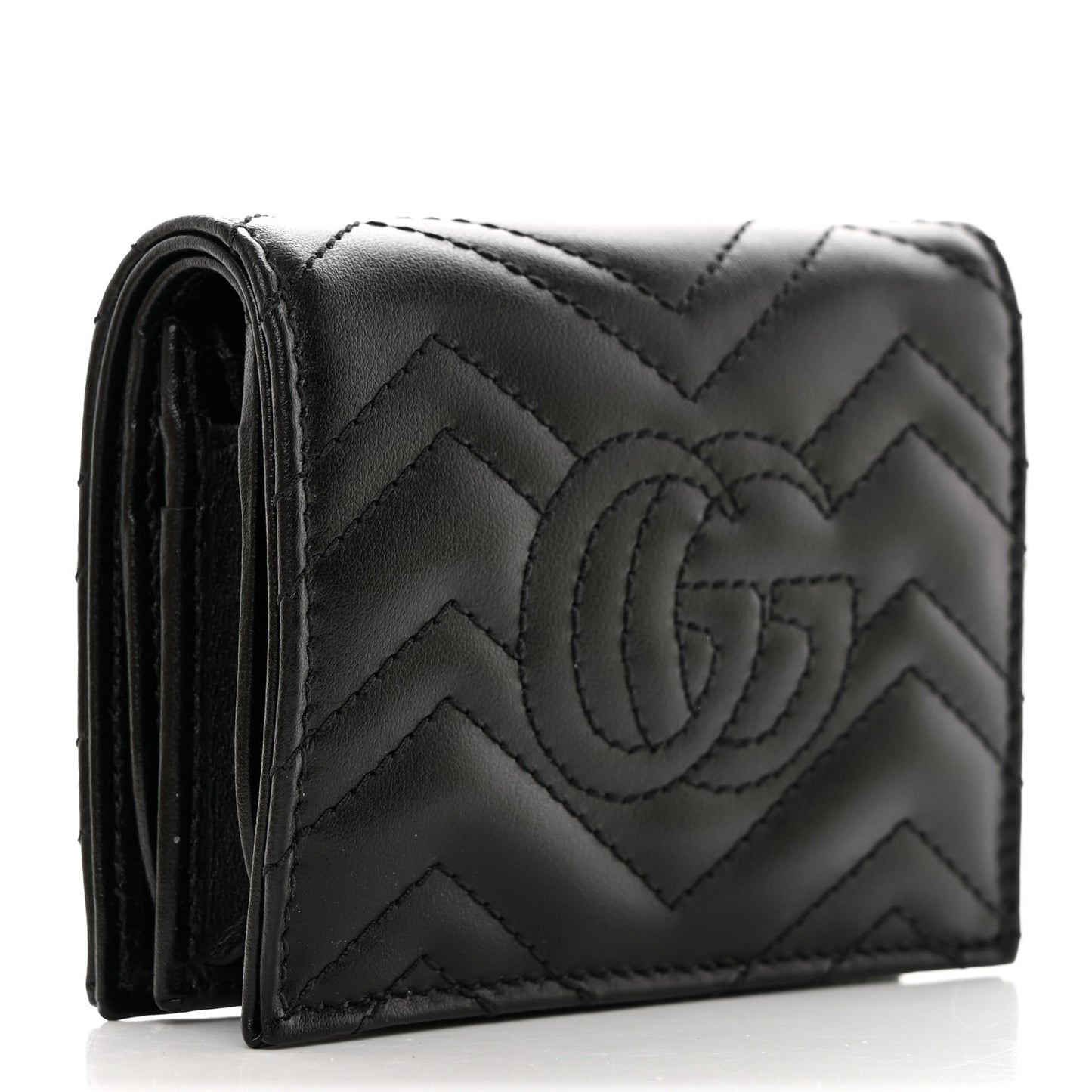 Calfskin Matelasse GG Marmont Card Case Wallet Black